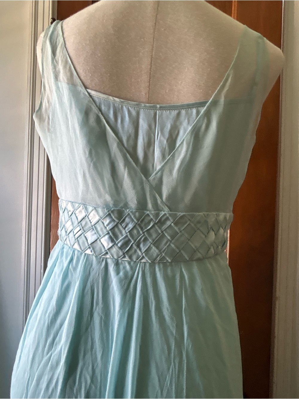 Calvin Klein Pale Aqua Silk Maxi Dress with Braided Waist - Picture 3 of 6